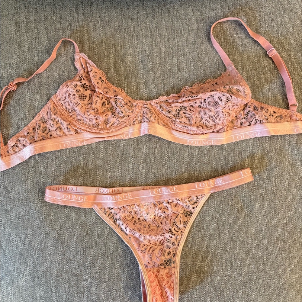 Lounge Lingerie Set Pink Lace Intimate Set